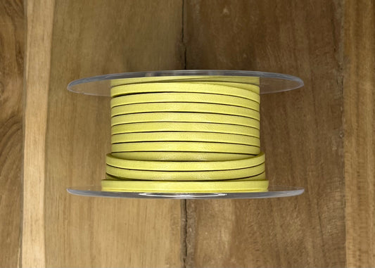 Lanière en cuir plat 3mm - Jaune Poussin