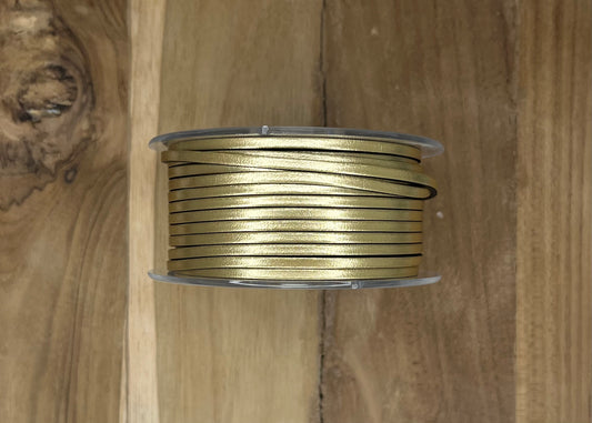 Lanière en cuir plat 3mm - Or Mat Miroir